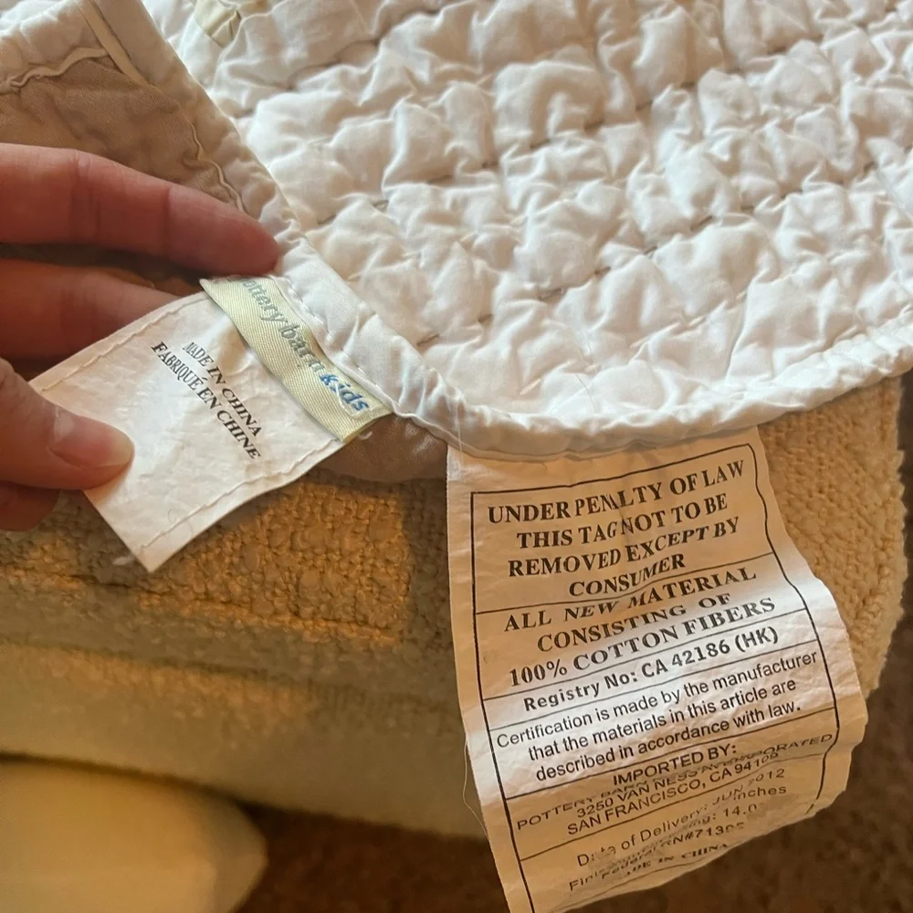 Pottery Barn Kids Cream and Beige Sheep Quilted Baby Blanket